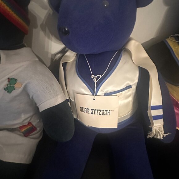 Vintage North American Bear Co. 1979 Bear Mitzvah Stuffed Blue Bear - Picture 3 of 4